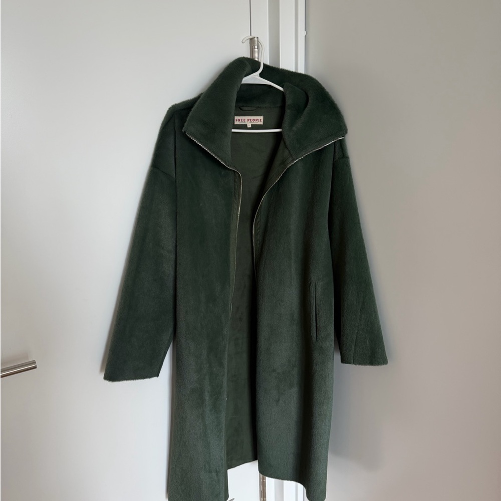 Free People Dark Green Mid-Length Coat